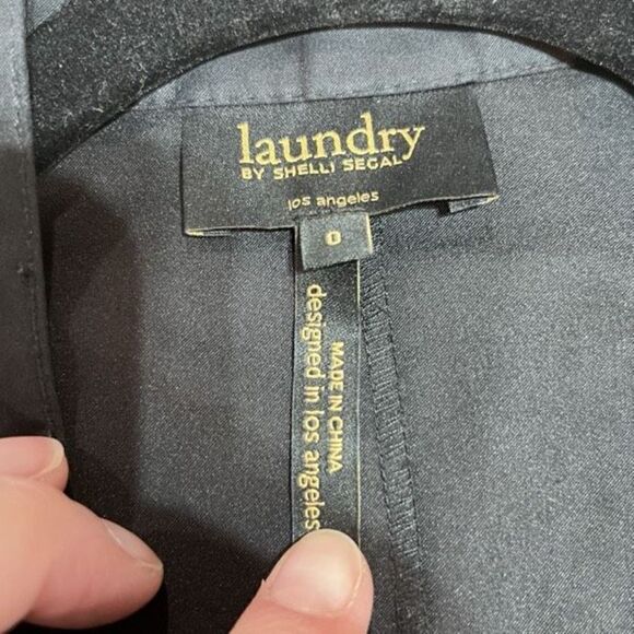 Laundry Women's Midi Shirt Dress Tie Waist Snap Button Pockets Black Size 0 - Picture 9 of 11